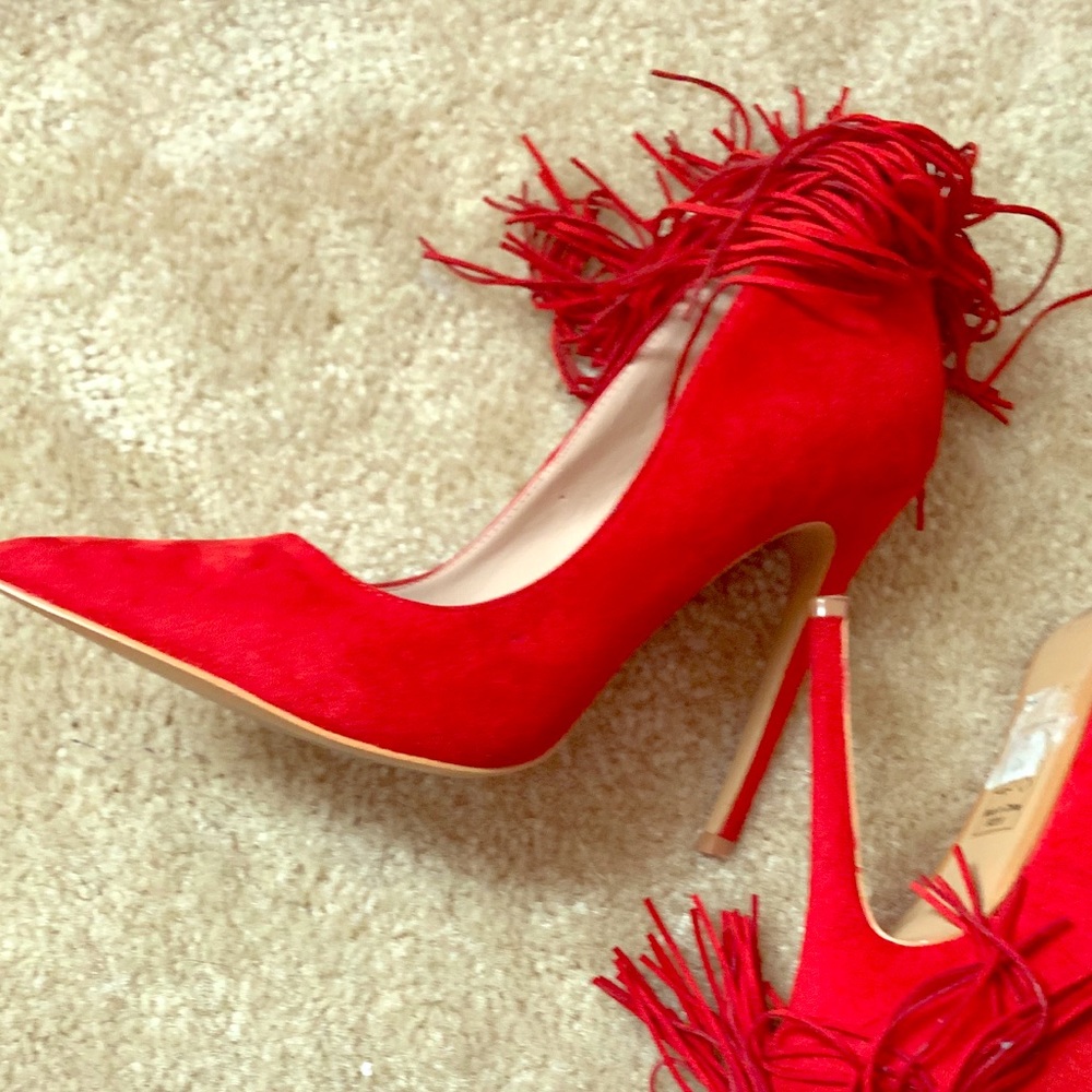 Spicy Red Hot Pumps with Tassels!